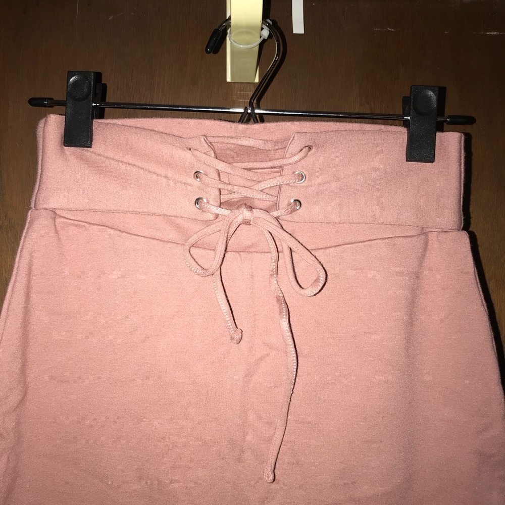 Pink mini pencil skirt
